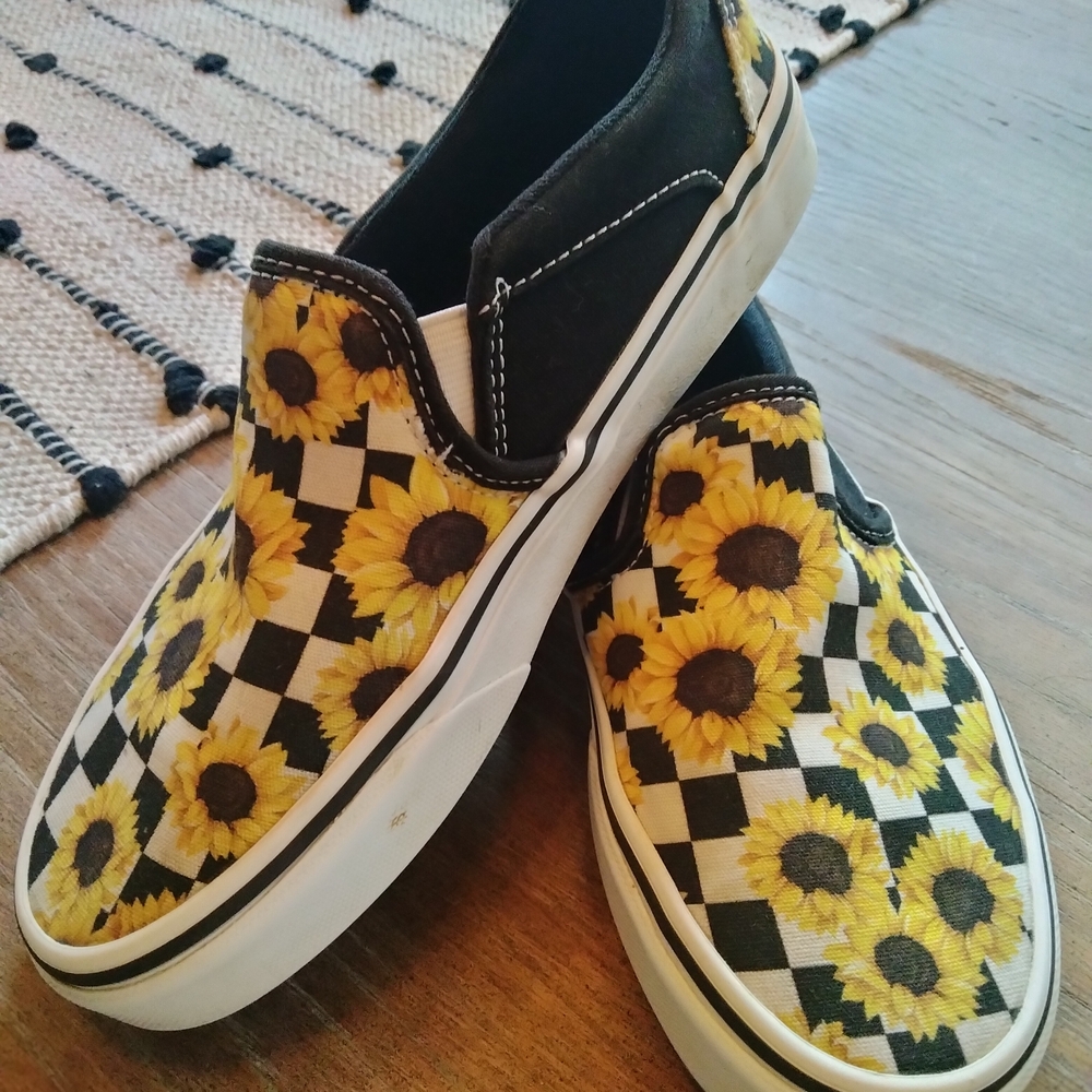 Vans Sunflower Checkered Kids Slip-On Sneakers
